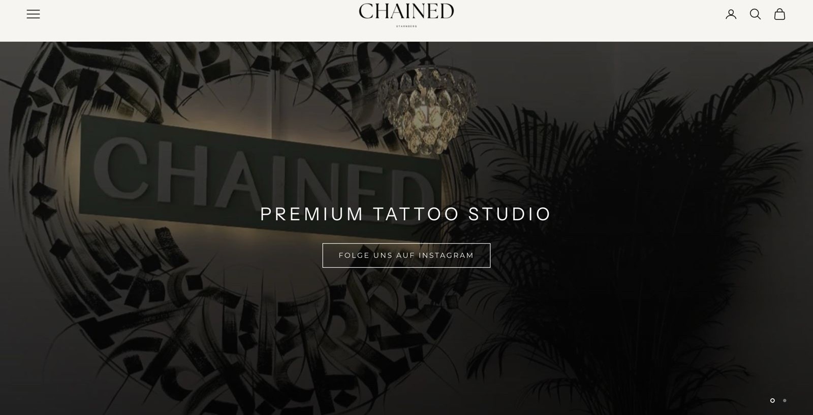 CHAINED Tattoo Studio Starnberg, Desktop-Ansicht der Startseite