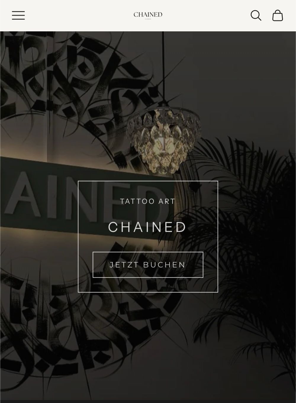 CHAINED Tattoo Studio Starnberg, Mobile-Ansicht der Startseite